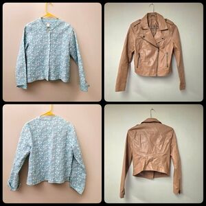 Orvis Quilted Floral Button-down + Aeropostale Motorcycle - Sz Med Jacket Lot